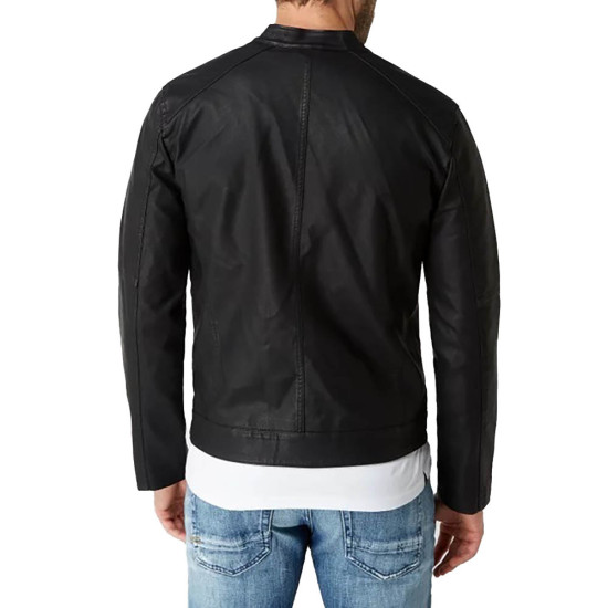 Solid Ανδρικό δερμάτινο jacket